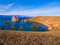 Shamanka Rock, Cape Burkhan, Olkhon Island, Lake Baikal, Siberia, Russia Royalty Free Stock Photo