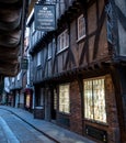 The Shambles, historic street of butcher shops dating back to medieval times. Now one of York`s main tourist attractions. Royalty Free Stock Photo