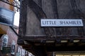 The Shambles, historic street of butcher shops dating back to medieval times. Now one of York`s main tourist attractions. Royalty Free Stock Photo