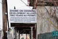 Shame on Development Killers sign, Ossining, New York