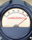 Shamelessness that is hitting a full scale, showing a very high level of shamelessness. Maximum value Royalty Free Stock Photo