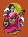 GEISHA AND SHAMISEN INSTRUMENT MUSIC