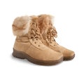 Shammy fur womanish boots Royalty Free Stock Photo