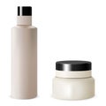 Shampoo Bottle Cream Jar Set. Cosmetic Mockup Royalty Free Stock Photo