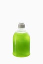 Shampoo bottle on white. Green color dishwashing liquid Royalty Free Stock Photo