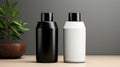 Shampoo conditioner near potted plant ai generated bottle mockup