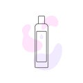 Shampoo. Cosmetic product. Flat Design Black Linear Contour. Vector Icon isolated on white background. Royalty Free Stock Photo
