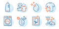 Vacuum cleaner, Window cleaning and Dirty water icons set. Shampoo, Dirty t-shirt and Water drop signs. Vector Royalty Free Stock Photo