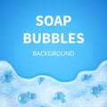 Shampoo foam with bubbles. Soap sud vector background