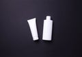 Shampoo or hair conditioner bottle isolated on black background Royalty Free Stock Photo