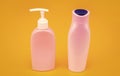 For shampoo liquid soap. Bottles with flip cap and pump dispenser. Toiletry bottles. Cosmetic packing