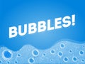 Shampoo Soap Bubbles in Bath or Sud. Vector.