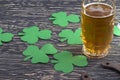 Shamrock clover, horseshoe, beer -symbol of St Patrick's Day