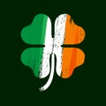 Shamrock clover icon. Irish flag texture. Symbol of luck.