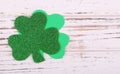 Shamrock. Clover leaves on wood background. St. Patrick's Day Royalty Free Stock Photo