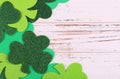 Shamrock. Clover leaves on wood background. St. Patrick's Day Royalty Free Stock Photo