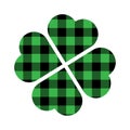 Shamrock four leaf clover icon. Green and black lumberjack pattern. Saint Patricks Day symbol Royalty Free Stock Photo