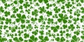 Shamrock or green clover leaves pattern background flat design vector illustration. Royalty Free Stock Photo