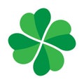 Shamrock - green four leaf clover icon. Good luck theme design element. Simple twisted shape vector illustration Royalty Free Stock Photo