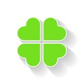 Shamrock - green four leaf clover icon. Good luck theme and Saint Patrick symbol design element. Simple vector Royalty Free Stock Photo