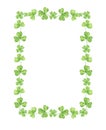 Shamrock green leaves natural decorative frame watercolor illustration, a symbol of a national identity of Ireland, spring holiday