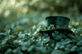 a shamrock hat in the field of an irish clover