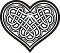 Shamrock heart. Celtic symbol. Black white tattoo