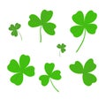 Shamrock leaves hand drawn vector illustration set, a symbol of a national identity of Ireland and its spring holiday, St Patrick