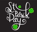 Shamrock leaves pattern background Typography composition of St. Patrick`s Day with lucky clover on green background. Vector Royalty Free Stock Photo