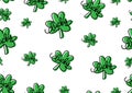 Shamrock`s plant seamless wallpaper and giftwrapping on white background Royalty Free Stock Photo