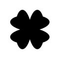 Shamrock silhouette - black four leaf clover icon. Good luck theme design element. Simple shape vector illustration