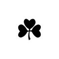 Shamrock Sprig, Lucky Irish Clover Leaf. Flat Vector Icon illustration. Simple black symbol on white background Royalty Free Stock Photo