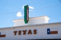 Exterior of the old fashioned Texas movie theater, on a sunny day