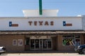 Exterior of the old fashioned Texas movie theater, on a sunny day