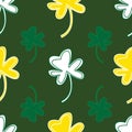 Shamrocks Green White Vector Seamless Pattern