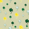 Shamrocks Green Gray Vector Seamless Pattern