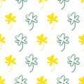 Shamrocks Yellow White Vector Seamless Pattern