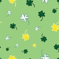 Shamrocks Yellow White Vector Seamless Pattern