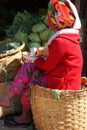 Shan woman tends a vegetable stand