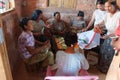 Shan women making decorations Royalty Free Stock Photo