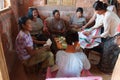 Shan women making decorations Royalty Free Stock Photo