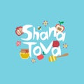 `Shana Tova` Happy New Year on hebrew. Greeting card for Jewish New Year