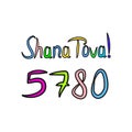 Shana Tova 5780 inscription Hebrew translation I wish you happiness. Rosh Hashanah. Hand draw. Doodle. Vector