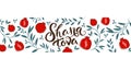 Shana Tova, Rosh Hashanah greeting card. Jewish Happy New Year symbols on a border frame. Royalty Free Stock Photo