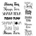 Shana Tova set. Rosh Hashanah. Jewish New Year. Text on Hebrew - Have a sweet year. Lettering Royalty Free Stock Photo