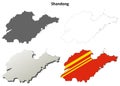 Shandong blank outline map set