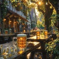 Shandy in a sunlit Bavarian beer garden