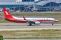 Shanghai Airlines Boeing 737-800 airplane Guangzhou Baiyun Airport in China Royalty Free Stock Photo