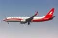 Shanghai Airlines Boeing 737-800 airplane Shanghai Hongqiao Airport in China Royalty Free Stock Photo