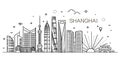 Shanghai architecture line skyline illustration. Linear vector cityscape with famous landmarks Royalty Free Stock Photo